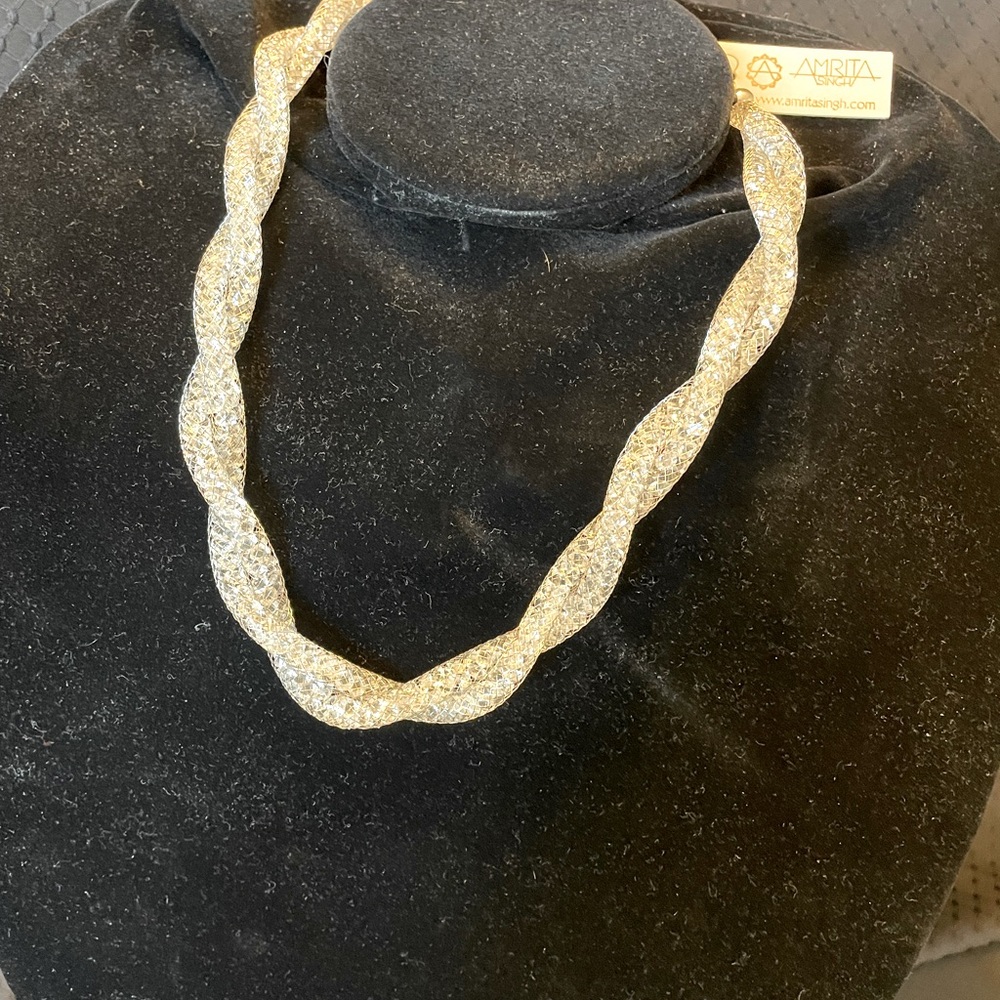 Silver-Tone Crystal style Twisted Necklace